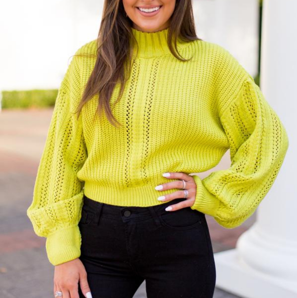 Roller Rink Ready Sweater - Neon Lime